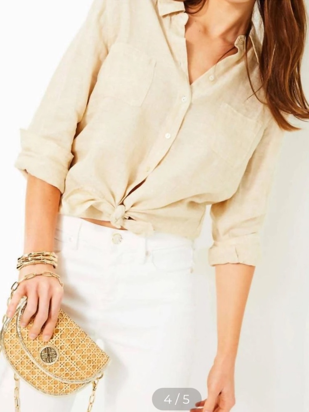 NWOT Lilly Pulitzer Sea View Button Down - Sand Bar x Resort White - Medium